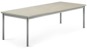 Stôl SONITUS, 1800x700x500 mm, linoleum - šedá, strieborná