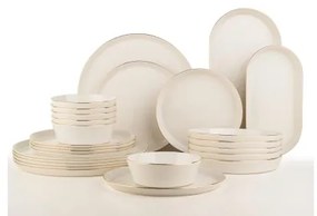 26-dielna jedálenská súprava, biely porcelán so zlatým dekorom
