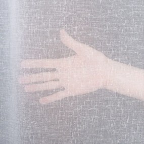 Biela záclona PETRA v prirodzenom vzhľade ukončená olovkom  - šité na mieru