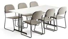 Zostava nábytku: 1 stôl Emily +6 konferenčných stoličiek Dawson, svetlo šedá