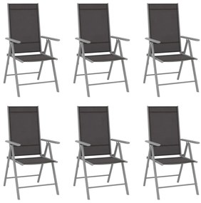 Skladacie záhradné stoličky 6 ks textilénové čierne 312183