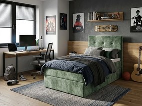 Čalúnená posteľ boxspring DIRELIS VIBE 90x200 cm tmavozelená Matrac: Matrac Bonell pružinový