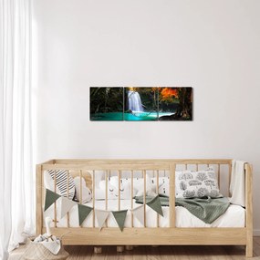 Obraz - Smaragdová lagúna (s hodinami) (90x30 cm)
