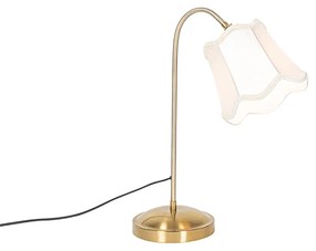 Klasická stolná lampa z mosadze s bielym tienidlom - Nona