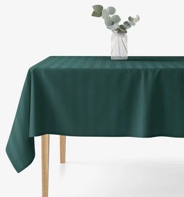 Goldea hranatý damaškový obrus - tmavo zelené prúžky so saténovým leskom 140 x 220 cm