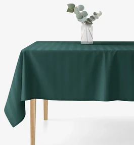 Goldea hranatý damaškový obrus - tmavo zelené prúžky so saténovým leskom 140 x 220 cm