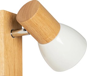 Rustikálna nástenná lampa drevo s bielym nastaviteľným - Thorin