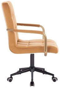 LuxuryForm DESIGN Stolička VERONA GOLD VELUR na čiernej podstave s kolieskami - hnedá