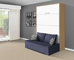 Nabytekmorava Sklápacia posteľ s pohovkou VS 21058P 200x140 farba pohovky: Modrá, Typ farebného prevedenia: Dub sonoma tmavý / dvere biele
