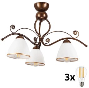 Brilagi - LED Prisadený luster ANTICO 3xE27/60W/230V bronz patina BG1930