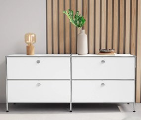 Kovová nízka skrinka »CN3« so 4 zásuvkami, biela