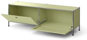 Nízky kovový stolík »CN3« s priehradkami, pistáciová