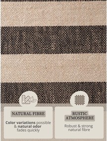 Čierny/krémovobiely obojstranný/ručne tkaný jutový behúň 80x200 cm Playa – Hanse Home