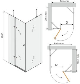 Mexen ROMA sprchovací kút 70x50cm, 6mm sklo, čierny profil-číre sklo, 854-070-050-70-00