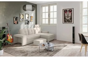 Rozkladacia sedačka s úložným priestorom a taburetom PALERMO svetlosivá pravá