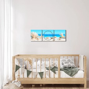 Obraz - Zátišie s mušľami (s hodinami) (90x30 cm)