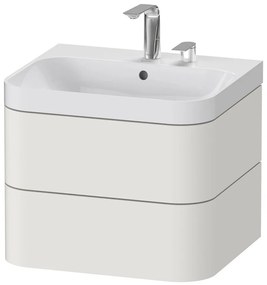 DURAVIT Happy D.2 Plus c-shaped závesná skrinka s nábytkovým umývadlom s dvomi otvormi, 2 zásuvky, 575 x 490 x 480 mm, nordická biela matná lakovaná, HP4345E3939