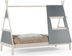 Sivozelená domčeková detská posteľ z borovicového dreva s roštom 90x200 cm Enola – Marckeric