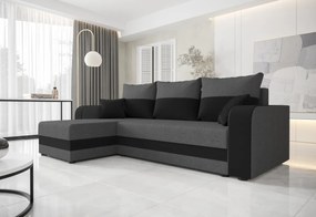 Expedo Rohová rozkládacia sedačka WELTA, 235x85x139, čierná/šedá, mikrofáze04/10