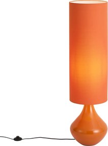 Retro stojaca lampa oranžová s látkovým tienidlom - Mina