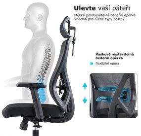Kancelárska ergonomická stolička Neoseat FLEX PRO — čierna, nosnosť 150 kg