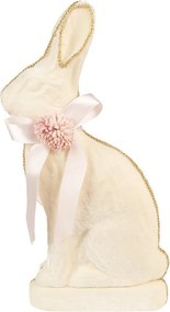 Dekorácia béžový zamatový králik s mašľou Fancy - 22*8*41 cm
