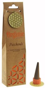 Súprava vonných organických františkov Patchouli, 12 ks, s keramickým stojančekom