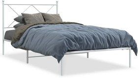 Kovový rám postele s čelom biely 107x203 cm 376547