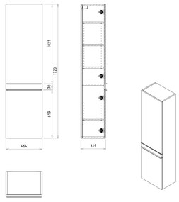 Sapho, SITIA skrinka vysoká 46,7x172x32cm, 2x dvierka, ľavá/pravá, dub Alabama, SI450-2222