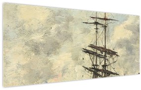 Obraz - Eugène Boudin, Ship on the Touques, reprodukcia (120x50 cm)