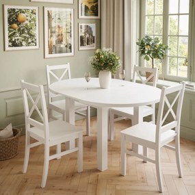 OKRÚHLY JEDÁLENSKÝ STÔL LORENA BIELY ROZKLADANIE 100 / 140 cm