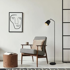Čierna stojacia lampa s textilným tienidlom (výška 148 cm) Buddy – Reality