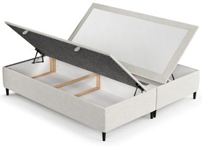 Krémovobiela čalúnená dvojlôžková posteľ s úložným priestorom 160x200 cm Tate – Maison de Rêve