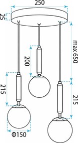 Toolight Rea, ZÁVESNÁ STROPNÁ LAMPA G179-3CP GOLD, OSW-07823