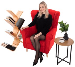 Tempo Kondela Kreslo ušiak, látka červená, CHARLOT