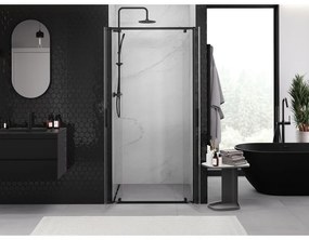 Mexen Exo, dvojité krídlové sprchové dvere 90x200 cm, 6mm číre sklo, čierny profil, 8182-090-000-70-00