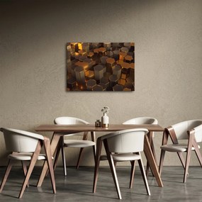 Obraz - Bronzové hexagóny (70x50 cm)
