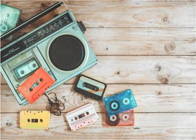 Sklenený obraz - Retro rádio (70x50 cm)