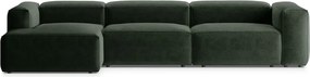 Zelená rohová pohovka (ľavý roh/s leňoškou) Bergamo – Cosmopolitan Design