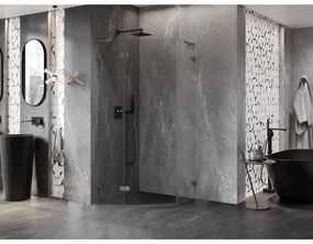 Mexen Lunar, L päťuholníkový sprchový kút naklápací doľava 100x100 cm priehľadný, profil grafit brúsený, 831L-100L-100P-66-00-L