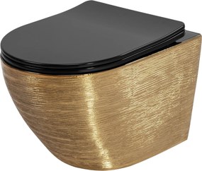 Závesná WC misa Rea Carlo Mini Tornado Black Brush Gold