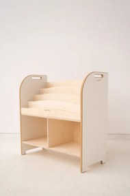 Dětský montessori regál s knihovnou, bílý - 74 x 75 cm
