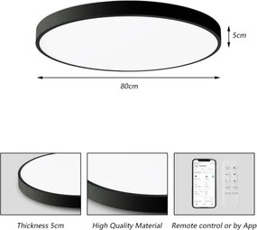 Immax NEO 07313L-LED SEMPLICI - stmievateľné stropné svietidlo 96 W/230 V, priemer 80 cm, Tuya Wi‑Fi, čierne, s diaľkovým ovládaním