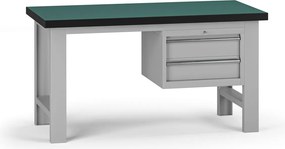 Pracovný stôl do dielne G8, 1500 x 750 x 800 mm, 1x kontejner, 2 zásuvky, sivá