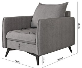 Sivé kreslo Juli Bis – Ropez