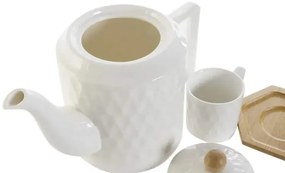 Kávová súprava, "WHITE DROP" porcelán-bambus, šálky 90ml s podšálkami na podnose, 14ks