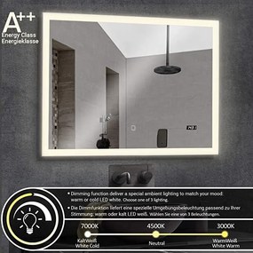 AQUAMARIN Kúpeľňové zrkadlo s LED osvetlením, 80 x 60 cm
