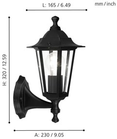 EGLO 22468 - Vonkajšie nástenné svietidlo LATERNA 4 1xE27/60W čierna