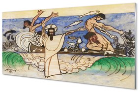 Sklenený obklad do kuchyne Ježišovo skica sea 125x50 cm