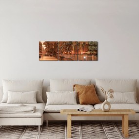 Obraz - Nočné mesto (s hodinami) (90x30 cm)